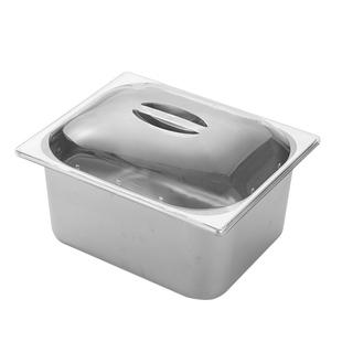 不锈钢份数盆带盖长方形盆配PC拱形盖餐盆透明盖份数盒食品周转盒