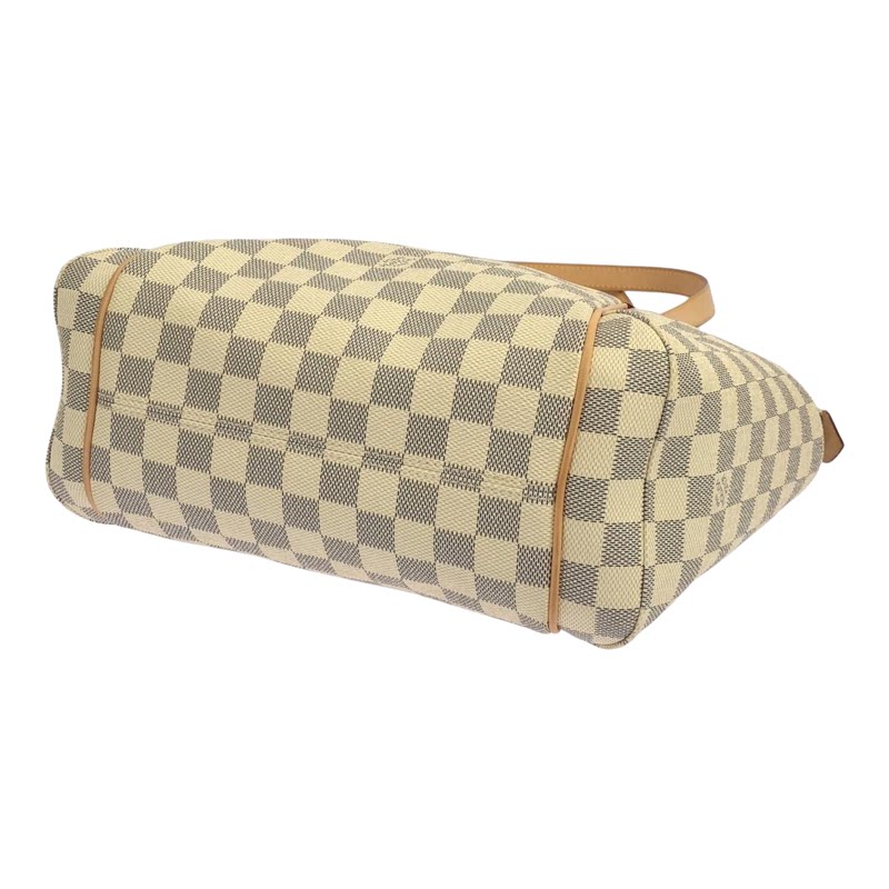 中古LV路易威登女包A级95新 Azur Totally-托特包白棋盘格手提包