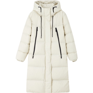 【爆品年货节】德玛纳轻奢90鸭绒连帽羽绒服女加厚保暖中长款外套