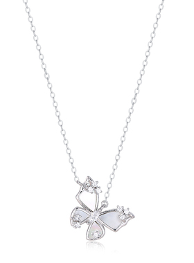 嘟嘟夫妇925纯银蝴蝶贝母项链女
