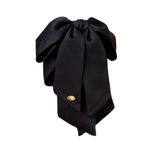 黑色缎面蝴蝶结飘带抓夹女后脑勺高级感低马尾夹发饰半扎头发发夹