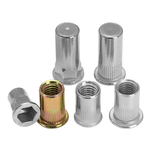 304不锈钢拉铆螺母圆平头拉母六角盲孔铆接螺帽M3M4M5M6M8M10-M12