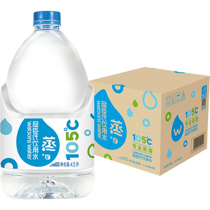 屈臣氏添加矿物质蒸馏水4.5L*4桶