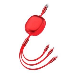 惠麦100W超快充数据线三合一马年便携可伸缩一拖三6a充电线定制logo适用typec苹果华为车载USB安卓多功能线