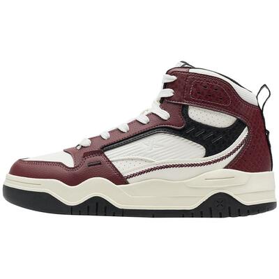 特步皓白高帮板鞋黑白熊猫鞋