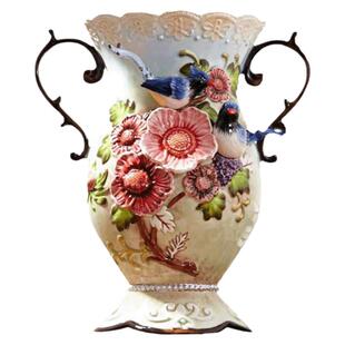 陶瓷欧式田园大号花插客厅摆件插花蓝凤桃花大花瓶干花花瓶装饰品