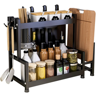 不锈钢厨房调料置物架调味品家用台面多功能刀架油盐酱醋瓶收纳架