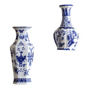 新中式客厅卧室墙壁面装饰品挂件壁挂花瓶创意挂盘花插陶瓷青花瓷