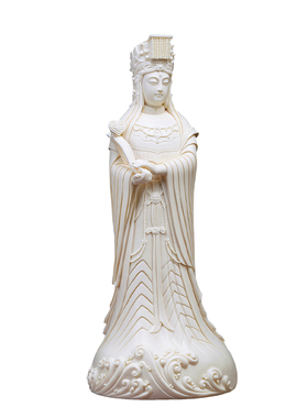 戴玉堂陶瓷摆件《如意妈祖 雅黄瓷》湄洲海上妈祖像家用神像供奉