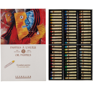 法国sennelier申内利尔油画棒油性粉彩棒固体油画颜料美术生专用蜡笔超软性重彩丝滑白油画棒24色48色套装5ml