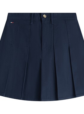 Tommy女装高腰A字百褶牛仔短裙