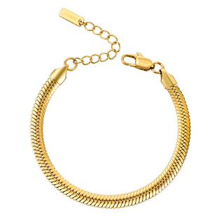 GRGR 24K金色扁蛇骨手链男嘻哈欧美流行钛钢手链女高级感不易掉色