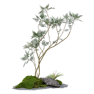 仿真高品质绿植造景十大功劳室内枯山水植物别墅天井地下室景观