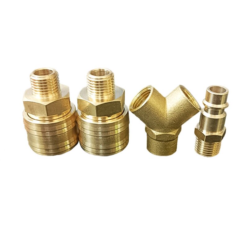 1/4NPT 黄铜德式 欧式三通快速接头 液压工具气动接头