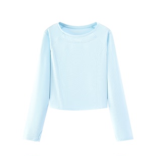 [商场同款]森马长袖T恤女短款抑菌2025秋新款吸湿速干衣服运动风