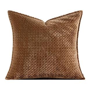 柏洛斯Classical『棕影』轻奢高端棕色真丝绒沙发靠枕高级感抱枕