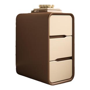 窄款实木奶油风床头柜床边夹缝柜抽屉式三层简易小型儿童卧室超窄