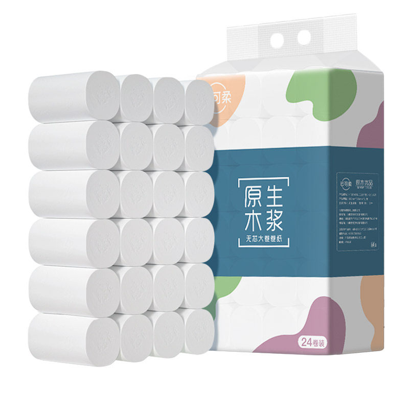 云可柔卫生纸卷纸24卷5.5斤实惠装家用整箱纸巾厕所无芯卷纸手纸
