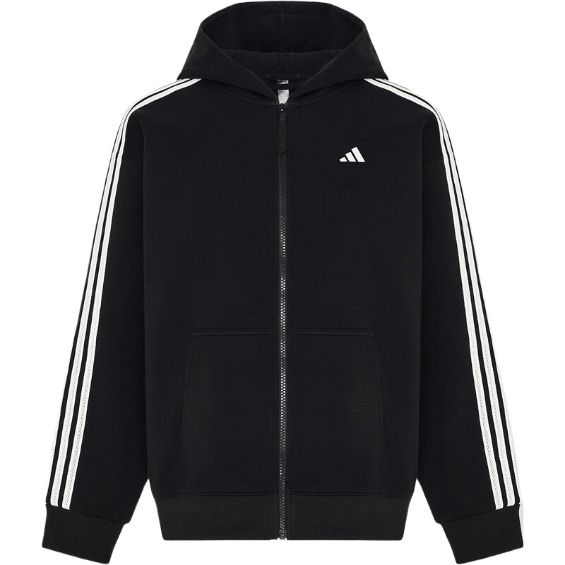 adidas阿迪达斯女子宽松休闲抓绒连帽外套卫衣KW7239