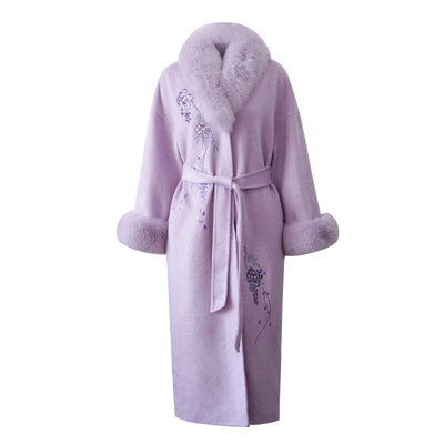 澄渔高定新中式珐琅紫羊驼绒大衣