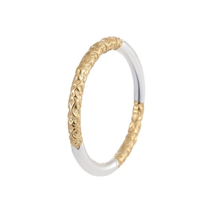 足银999双边描金古法卷草纹银戒指国潮复古实心男女简约时尚指环