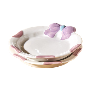 高颜值可爱陶瓷骨碟吐骨头盘碟子家用6寸小盘子小吃碟餐桌垃圾盘