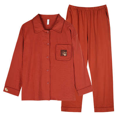 轩靓泡泡棉睡衣女春秋款纯棉长袖