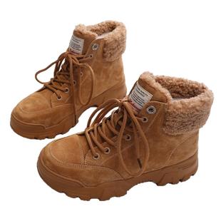 真皮雪地靴女新款女鞋冬季加绒雪地鞋女款棉鞋百搭短靴马丁靴冬鞋