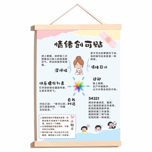 情绪创可贴教室心理角布置装饰情绪管理墙面莫生气挂画可定制挂轴