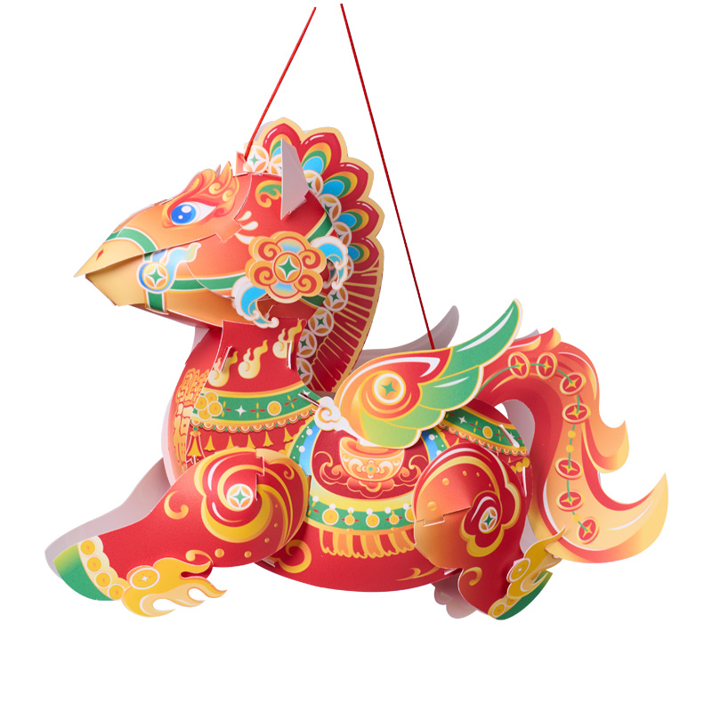 春节国潮战马灯手工diy发光花灯
