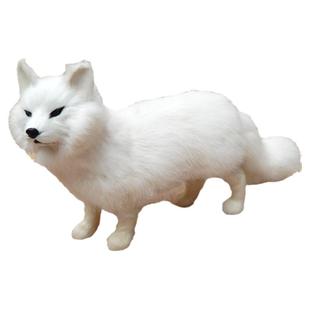 仿真狐狸模型仿真白狐工艺品装饰道具摆件毛绒玩具小狐狸玩偶饰品