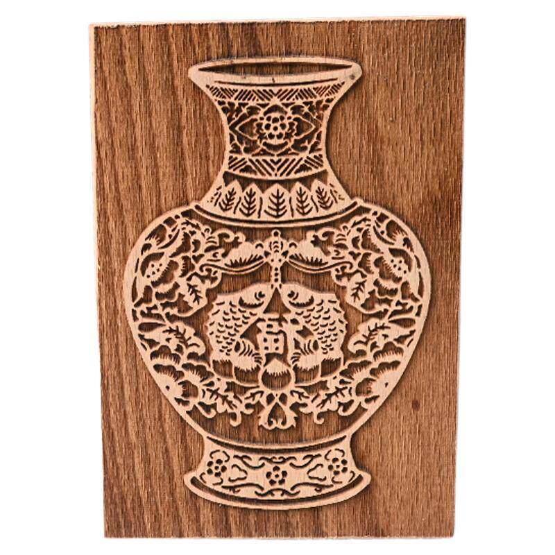 青花瓷加厚实木刻雕版年画手工拓印diy非遗文创景区点博物馆工具