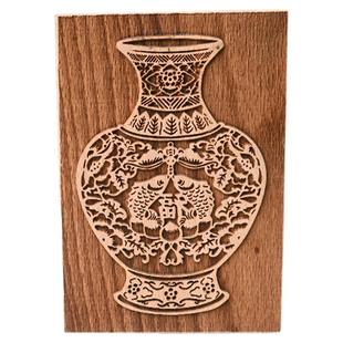 青花瓷加厚实木刻雕版年画手工拓印diy非遗文创景区点博物馆工具