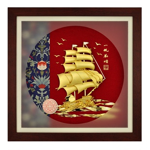 足金一帆风顺帆船开业礼物年会乔迁新居搬家客厅轻奢高档装饰摆件