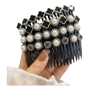 秋季后脑勺布艺碎发梳发卡夹子头饰女倒插梳发夹前额刘海整理神器