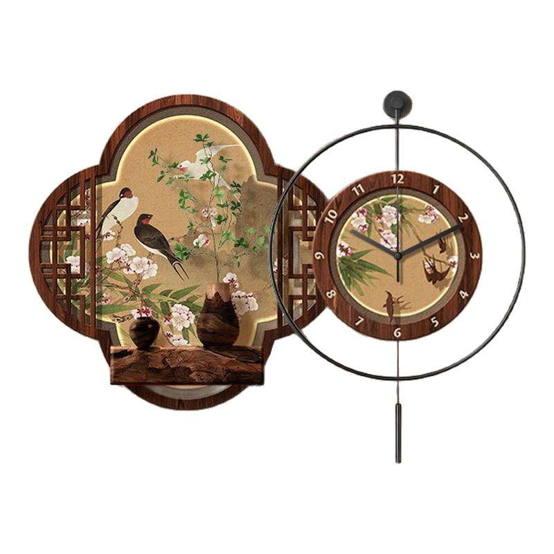 新中式餐厅装饰画带挂钟宋