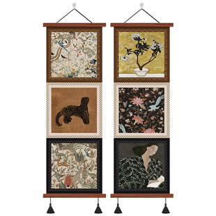 法式中古艺术客厅装饰画沙发背景墙挂画艺术风景餐厅玄关竖版壁画