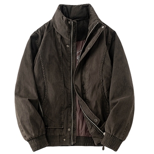 男士立领保暖工装夹克羽绒服男款冬季加厚防寒服厚棉外套2025新款