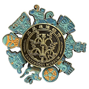 三星堆扭转乾坤旋转金属冰箱贴博物馆文创纪念品金属磁贴装饰礼物