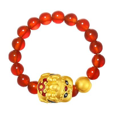 黄金红玛瑙戒指吞金兽潮宏基