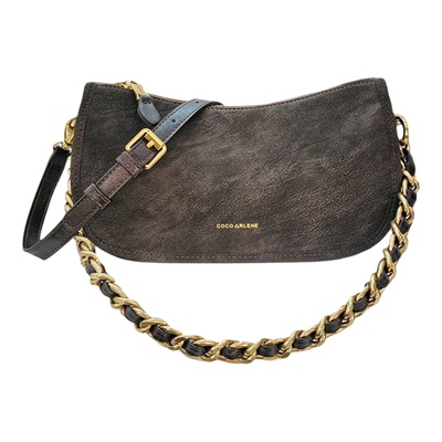 cocoarlene品牌包包时尚擦色乌木法棍包百搭洋气月牙包单肩斜挎包