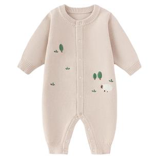 【清仓】babylove宝宝毛衣连体衣秋冬季纯棉上衣简约百搭毛织哈衣