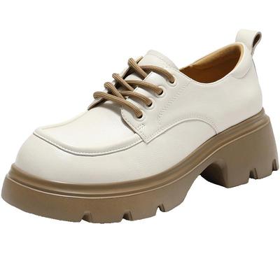 百丽英伦风复古厚底牛津鞋女新款黑色小皮鞋深口单鞋子E1X1DCM5