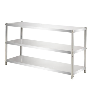 不锈钢厨房置物架落地收纳多功能三层微波炉储物烤箱家用货柜架子