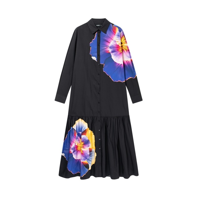 Desigual【Lacroix联名】定位印花拼接长款衬衫连衣裙