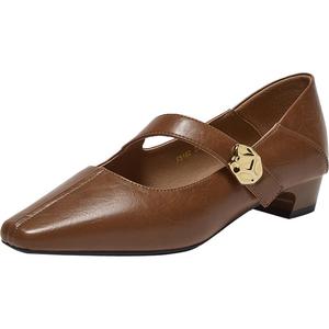 百思图2025秋季商场新款法式玛丽珍鞋方头粗跟女浅口单鞋F5162CQ5