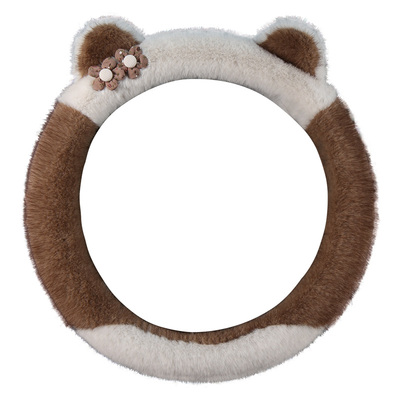 方向盘套冬季毛绒四季通用保护套26新款女可爱大众翻毛皮汽车把套