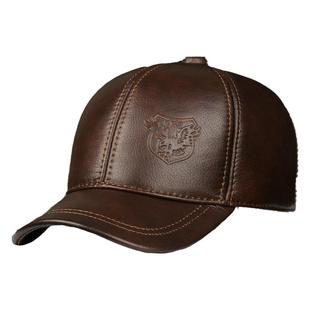 帽子男秋季冬真皮休闲薄款鸭舌帽中老年人加厚保暖护耳老头棒球帽