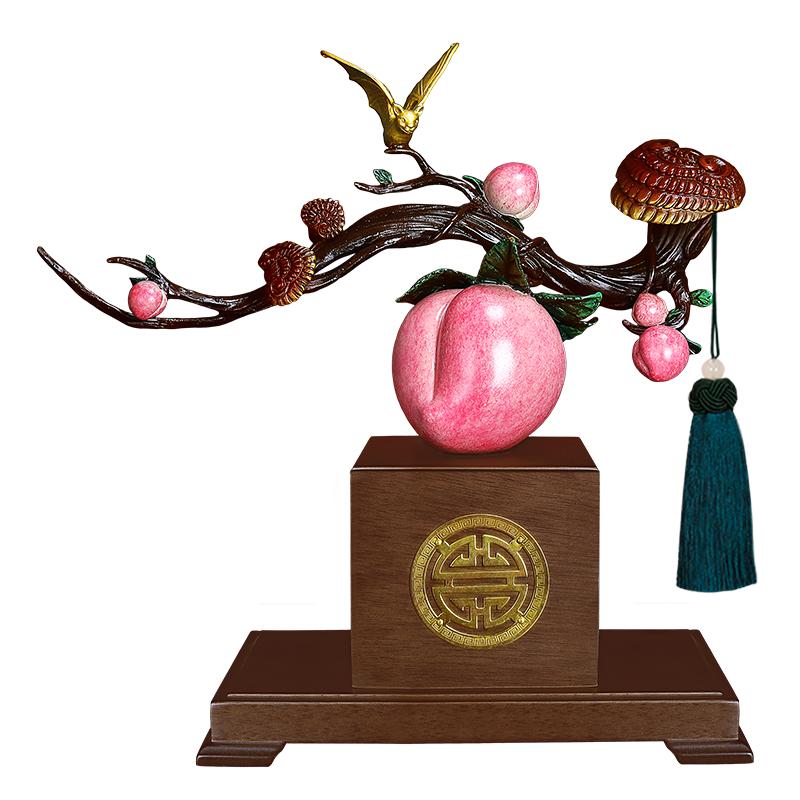 福寿如意彩铜寿桃摆件祝寿礼品