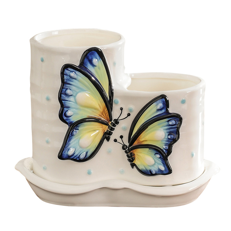美式辣妹风蝴蝶陶瓷筷子勺餐具架